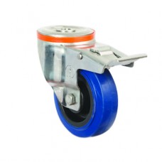 ELASTIC CASTORS - SWIVEL - SINGLE BOLT HOLE (BRAKED)